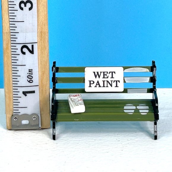 Dollhouse Miniature 2.5" Green Plastic Bench Yard Furniture Accessory WET PAINT - Picture 6 of 7